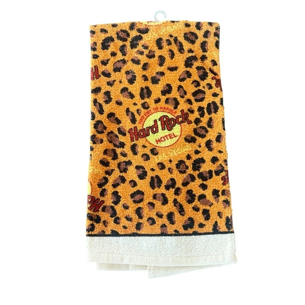VTG Hard Rock Cafe Vegas Cheetah Print Towel Too Hot To Handle 16x25 NOS Merch